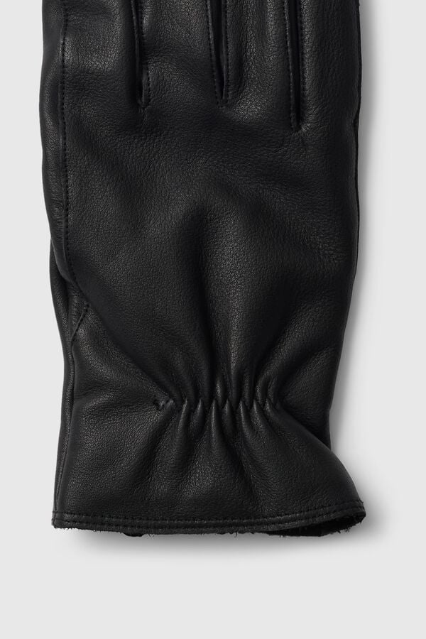 Selected 100% cowhide leather gloves Black