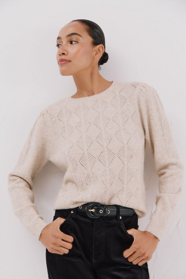 Cortefiel Sequin jersey-knit jersey Beige