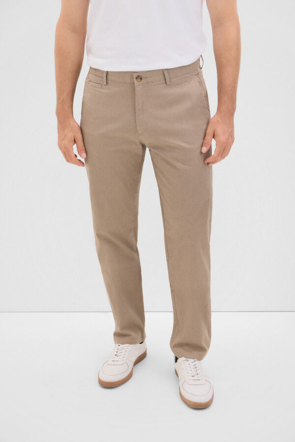 Cortefiel Pantalón chino estampado regular fit Beige