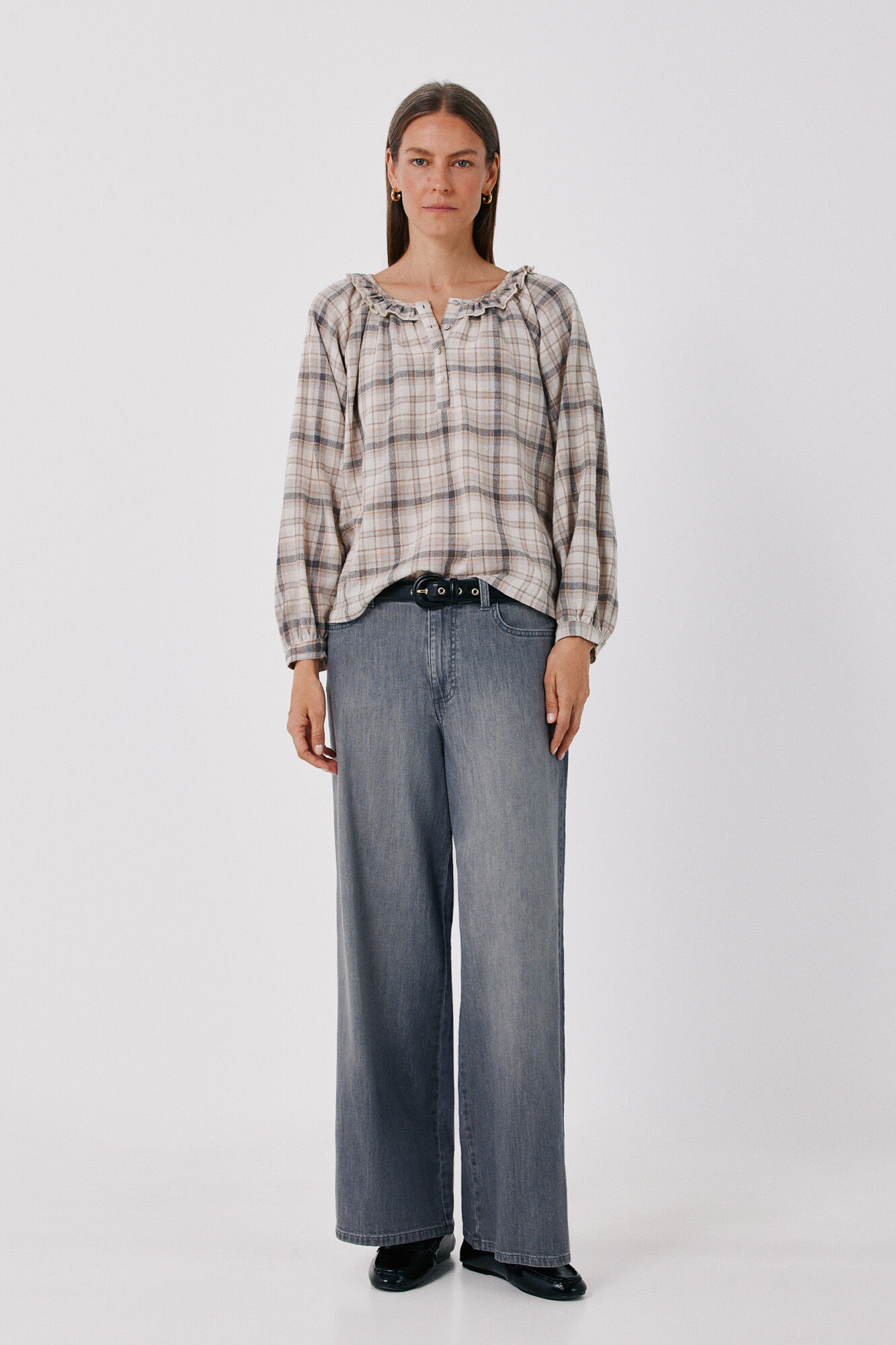 Cortefiel Rustic plaid blouse