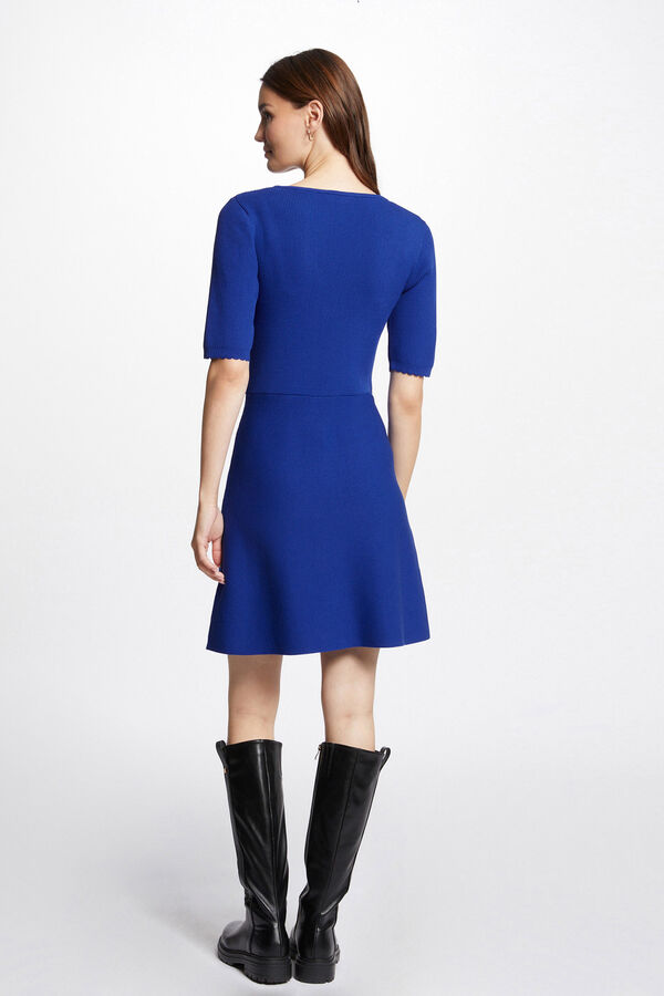 Cortefiel Short A-line knit dress Blue