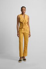 Silbon Top com abas de linho Dourado