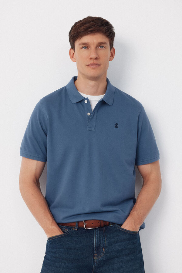 Cortefiel Polo b&aacute;sico piqu&eacute; Azul