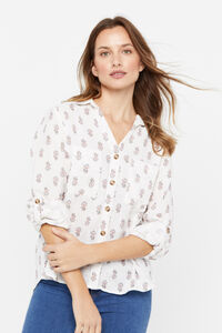 Cortefiel Country-style cotton shirt Printed white