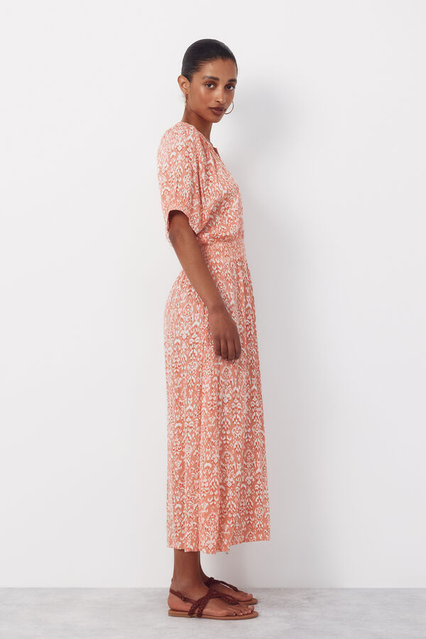 Cortefiel Short-sleeved dress Printed red