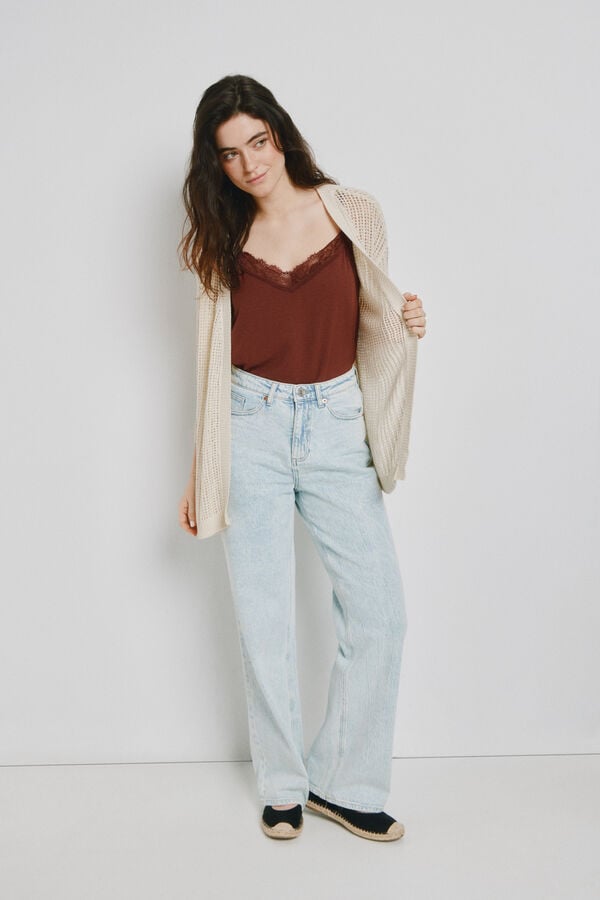 Vero Moda Casaco de malha em malha fria Tostado