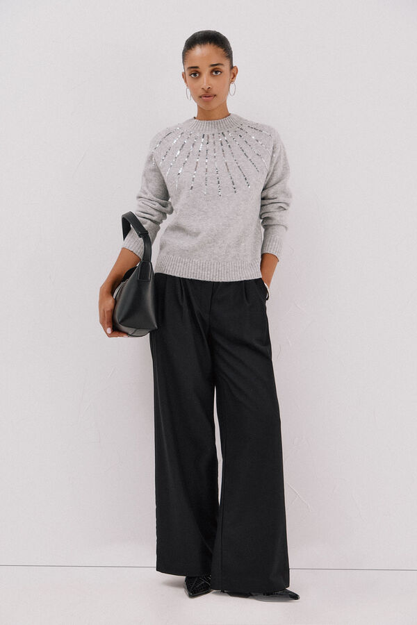 Cortefiel Jersey delantero lentejuelas. Grey