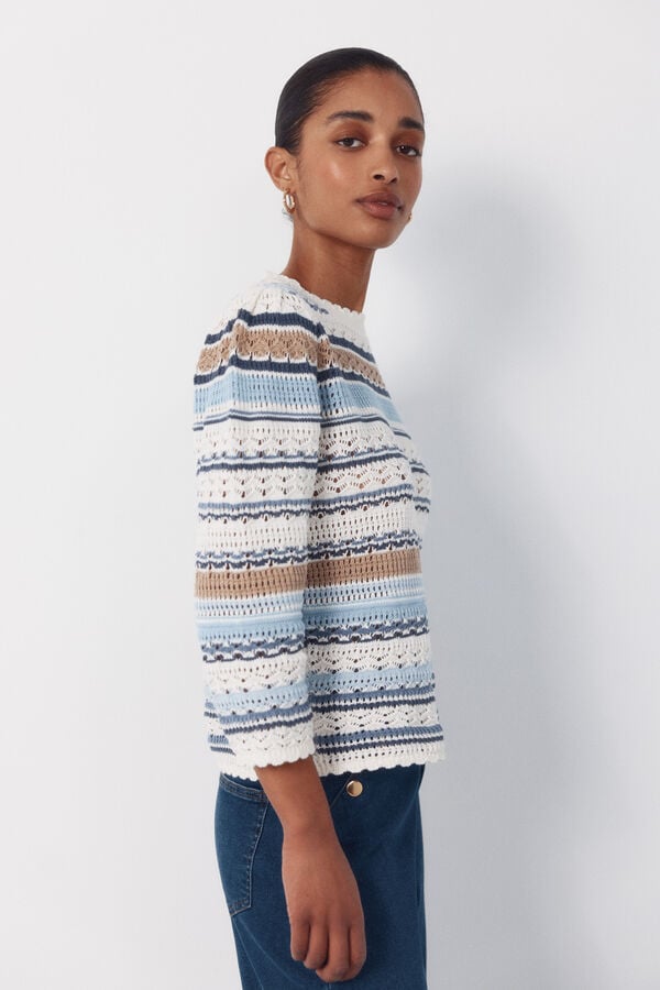 Cortefiel Multicoloured striped jumper Blue