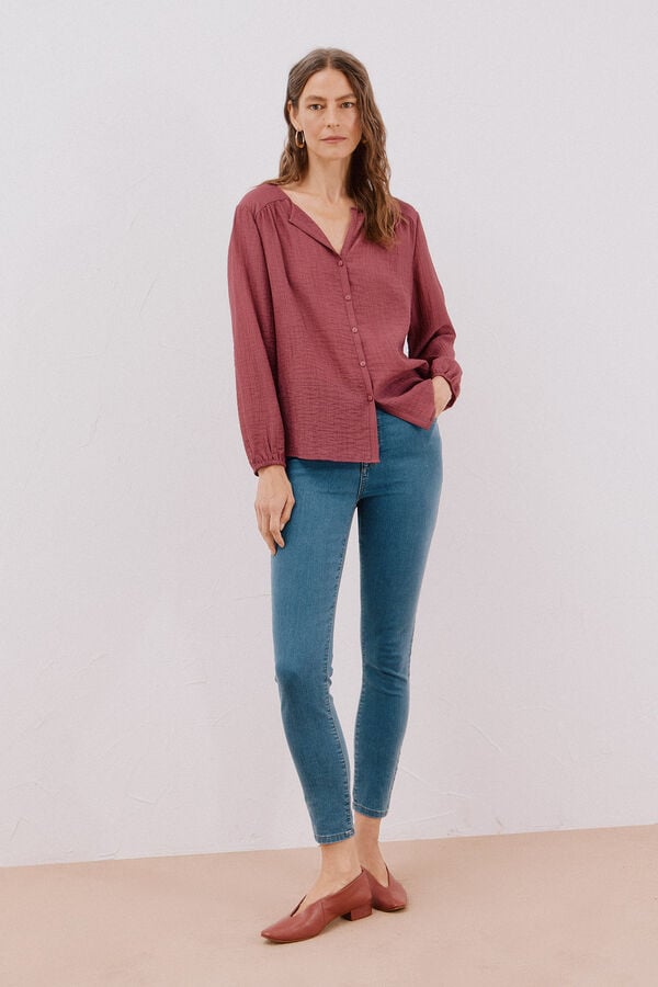 Cortefiel Round neck blouse Blue