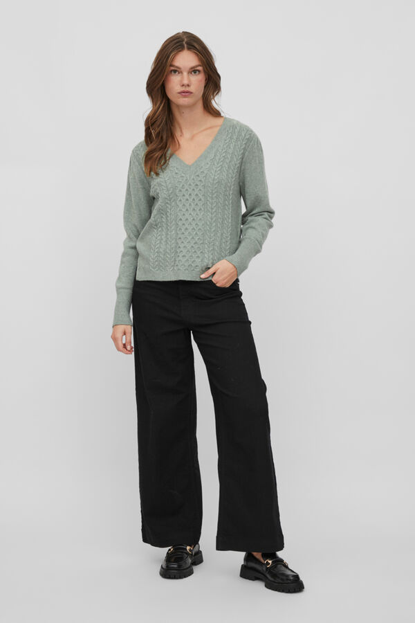 Vila Cable knit jumper Green