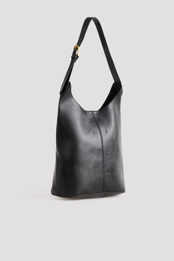 Cortefiel Large pouch bag Black