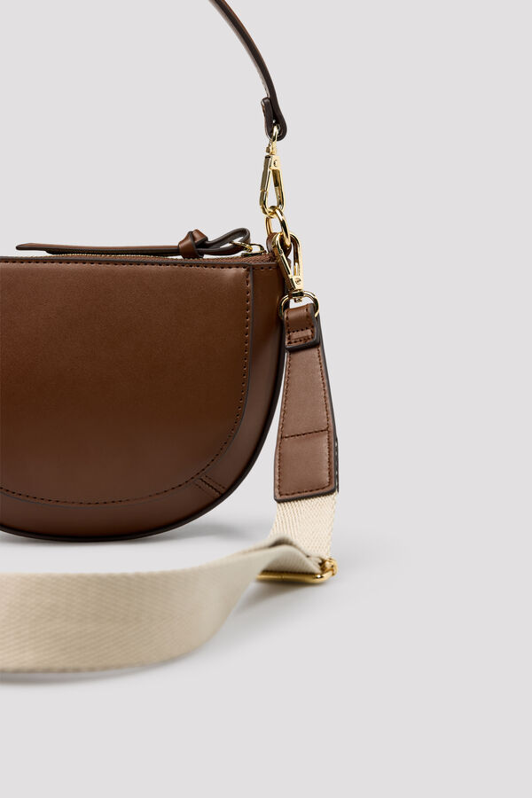 Cortefiel Bolso bandolera doble asa Marr&oacute;n oscuro