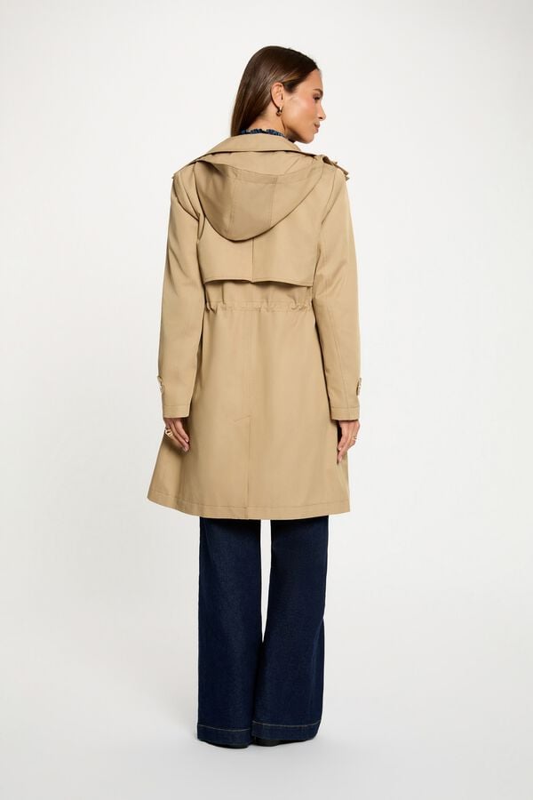Morgan Long parka with high neck Beige