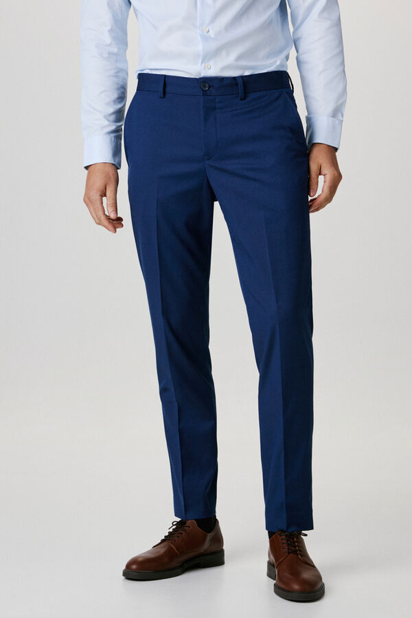 Selected Pantalón de traje Slim Fit confeccionado con materiales reciclados. Azul