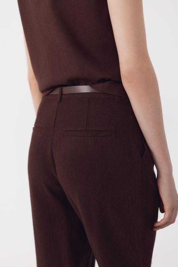 Cortefiel Linen trousers Dark brown