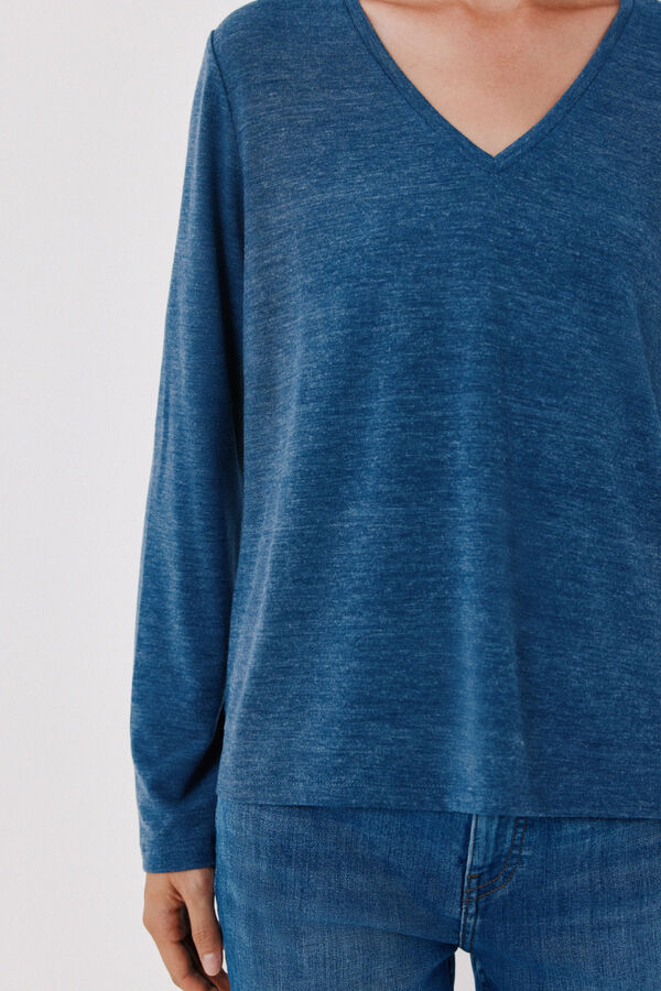 Cortefiel V-neck basic T-shirt Navy