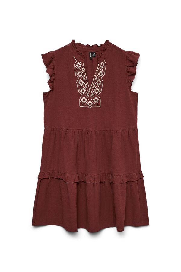 Vero Moda Vestido curto de algod&atilde;o Castanho