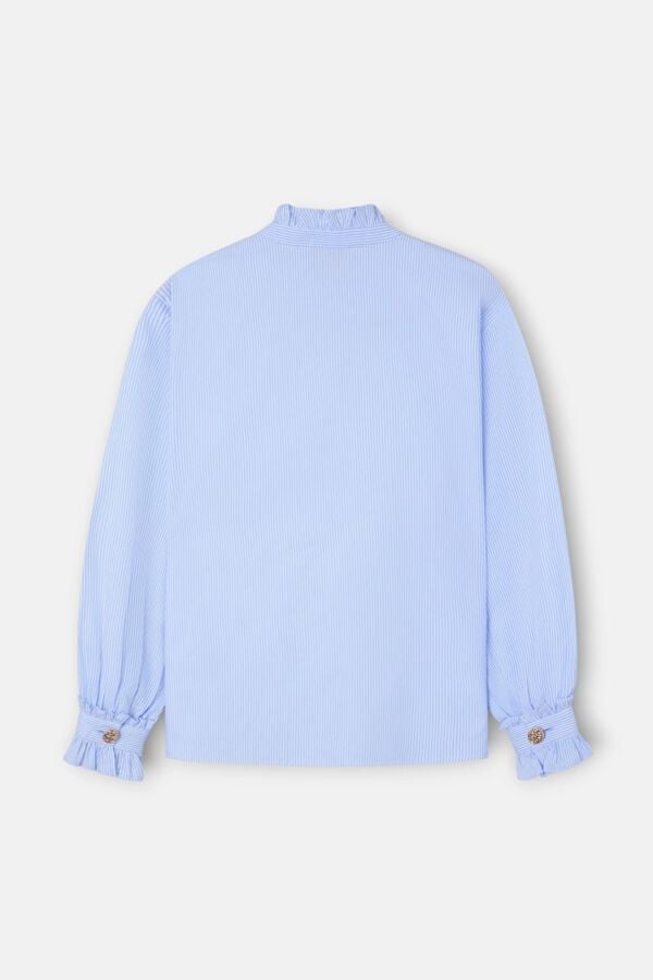 Silbon Camisa gola com folho detalhe punho &agrave;s riscas Azul