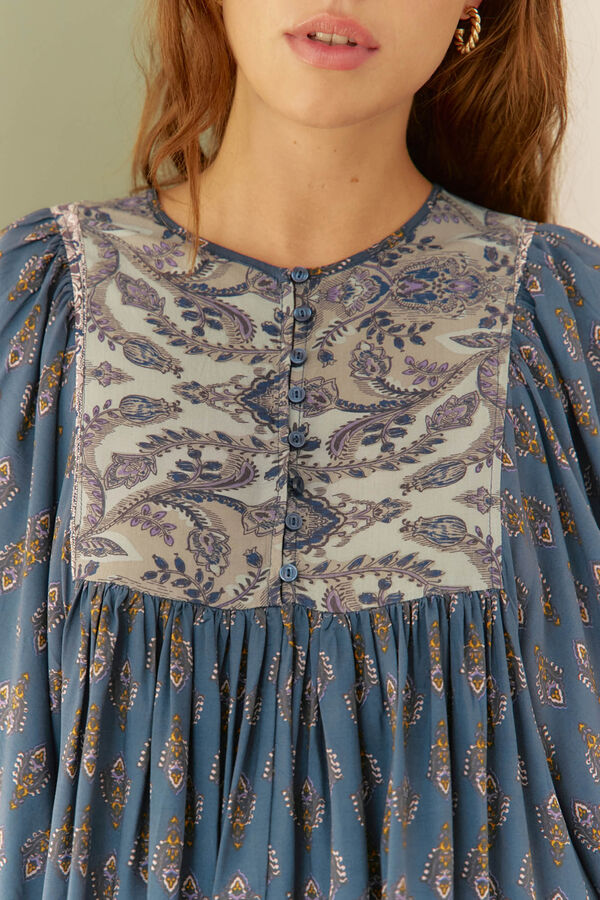 Jaase Blusa estampado Paloma Nico Azul