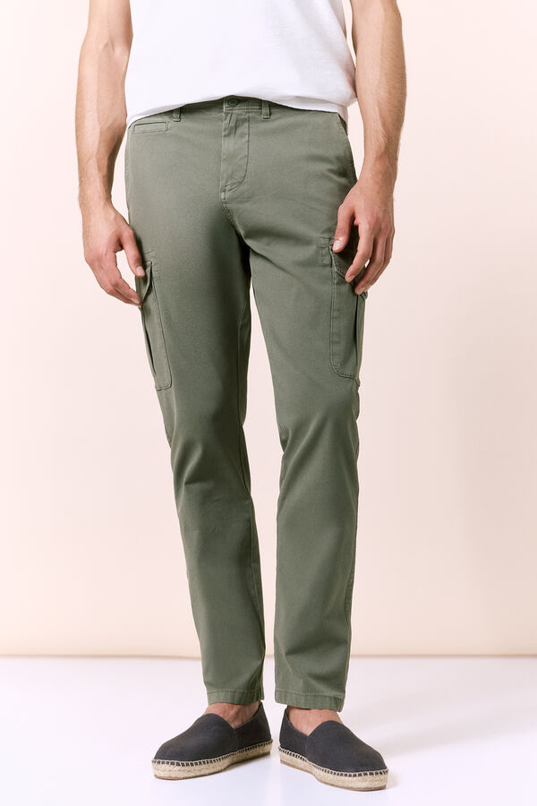 OOTO Slim fit cargo trousers Kaki