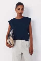 Cortefiel T-shirt with lace trim at the armhole Navy