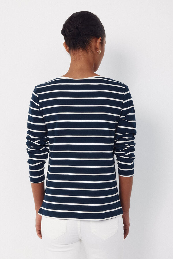 Cortefiel Camiseta com gola canoa contrastante Azul