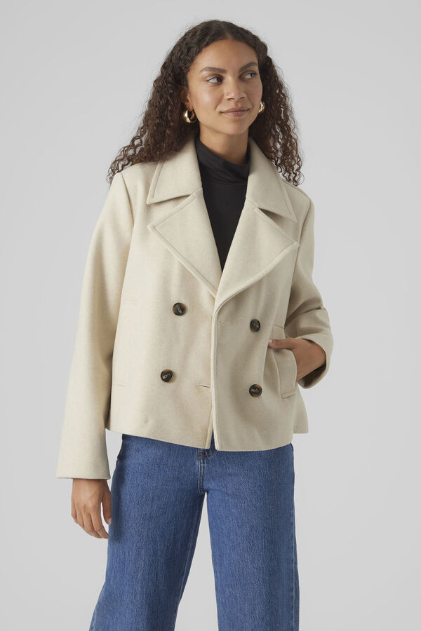 Vero Moda Jaqueta curta feminina com botões Cinzento