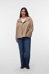 Vero Moda Curve Gabardina curta com gola chamin&eacute; Castanho