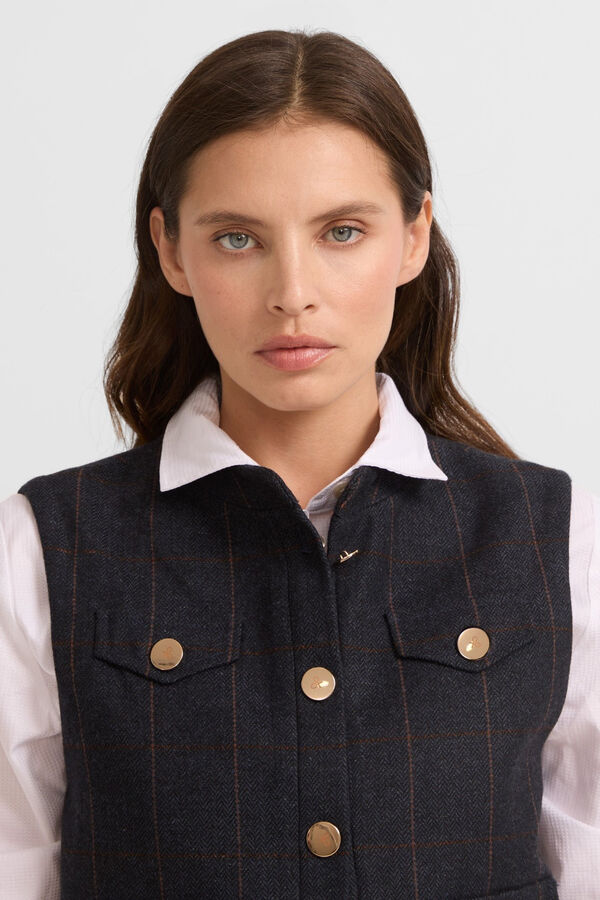 Silbon Herringbone herringbone vest Navy