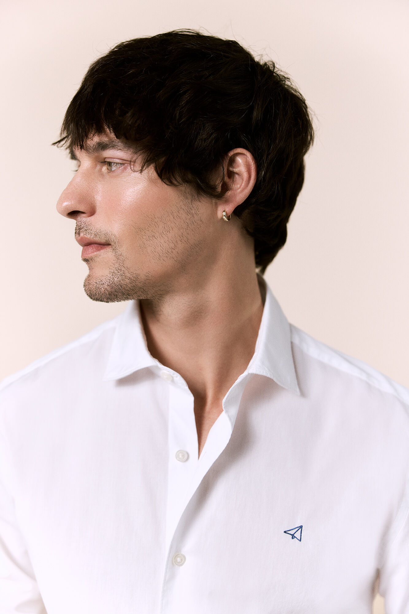 OOTO Camisa em popelina aos quadrados de manga comprida