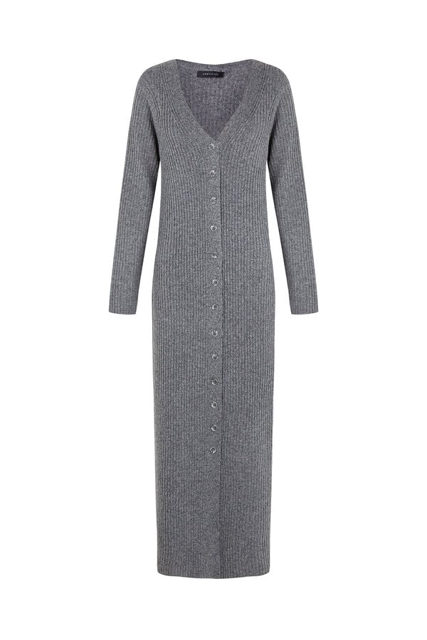 Cortefiel Soft midi cardigan Grey