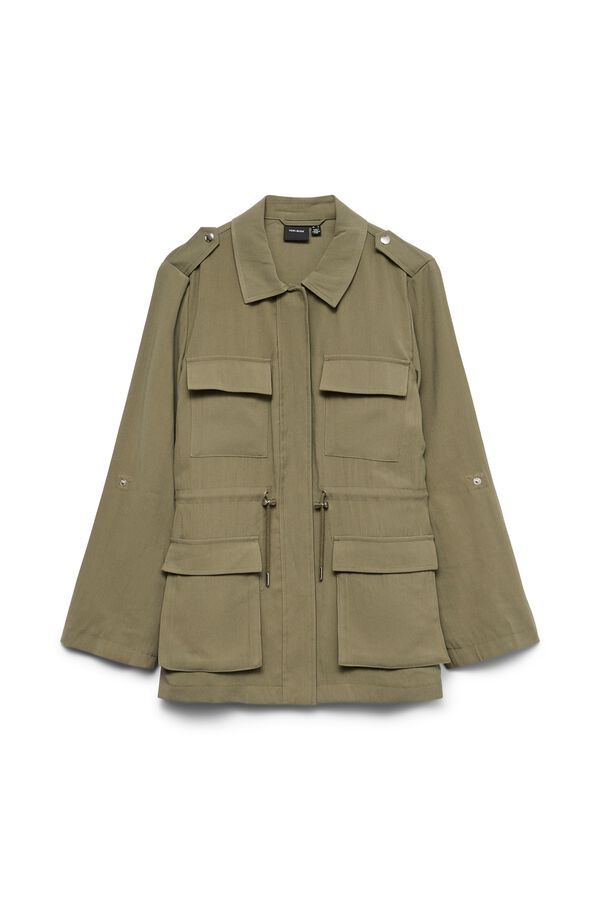 Vero Moda Parka with adjustable sleeves and shirt collar Green