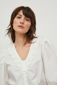 Cortefiel 100% cotton v-neck blouse White