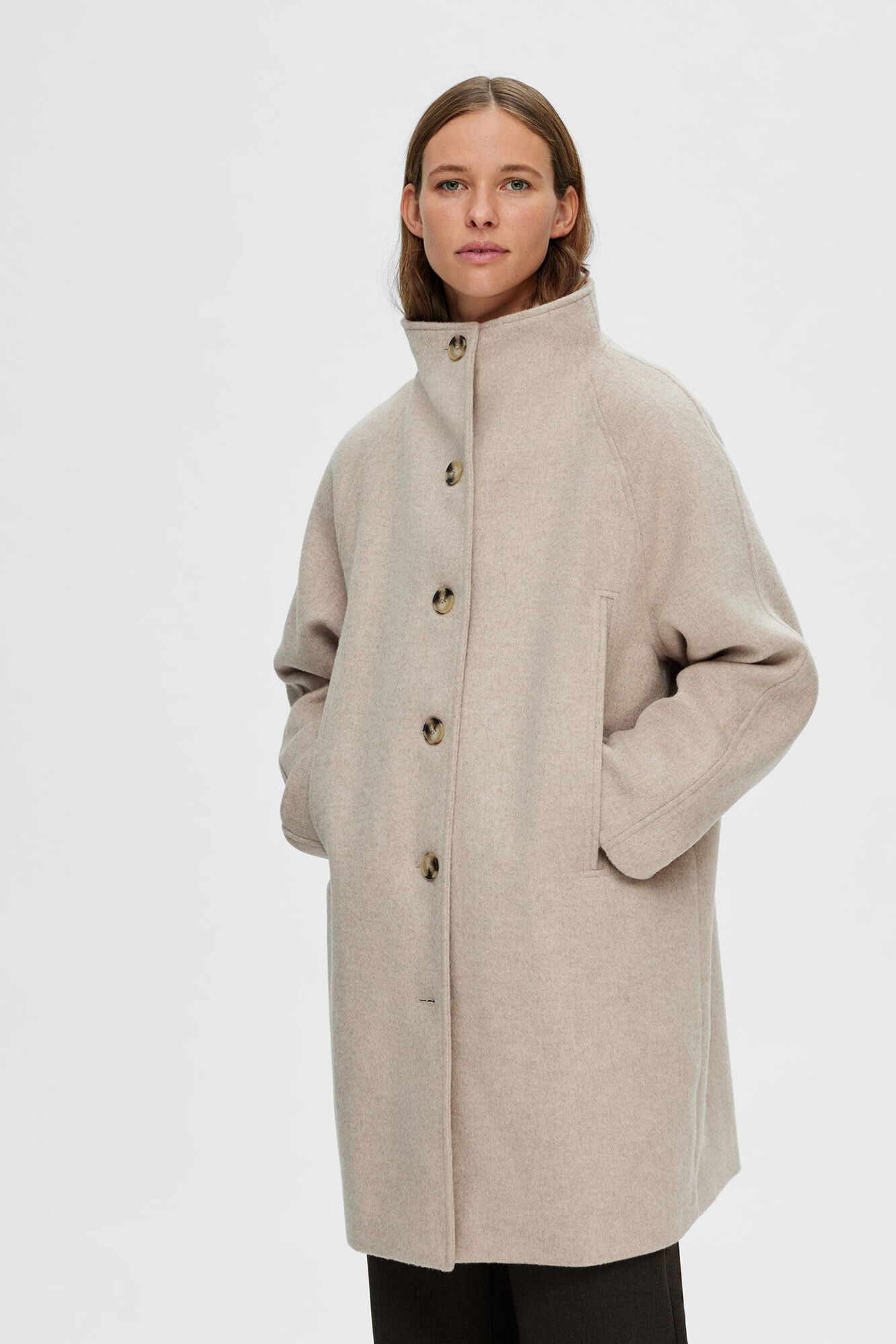 Funnel neck coat grey online