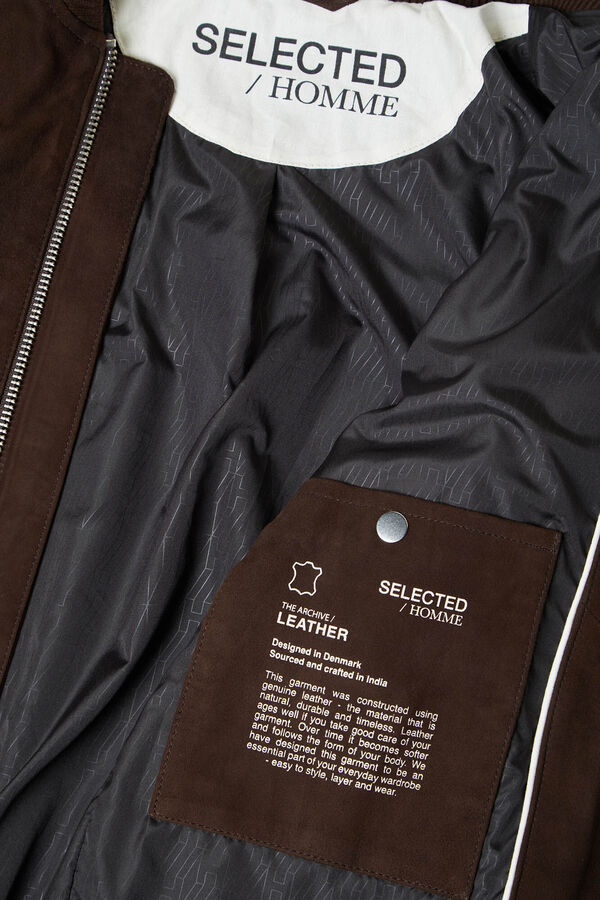 Selected 100% Suede Bomber Jacket.  Brown