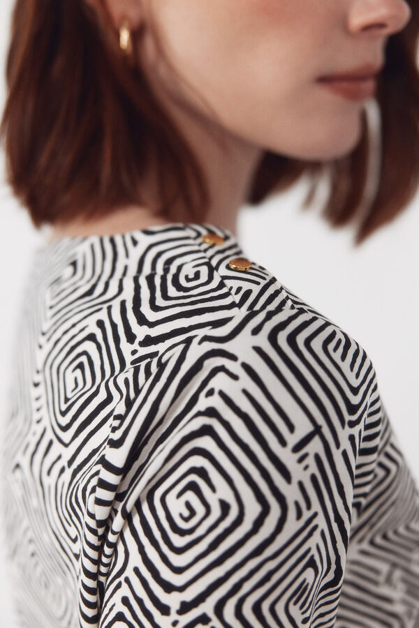 Cortefiel Essential boat neck t-shirt Printed white