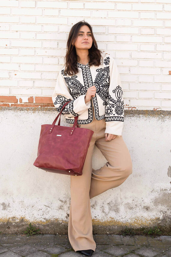 Shopper Arizona piel burdeos