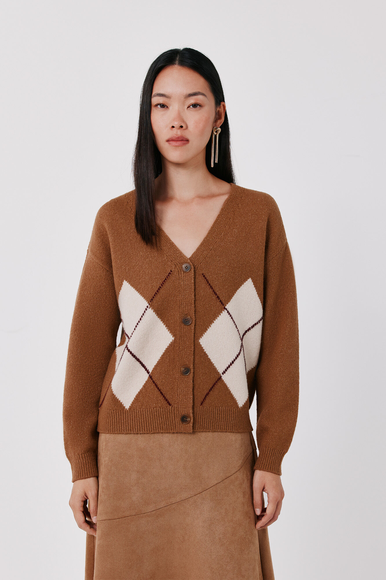 Cortefiel Positional argyle cardigan