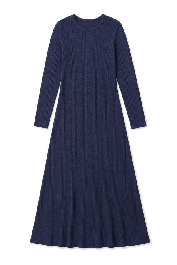 Slowlove Vestido comprido em algod&atilde;o melange Azul