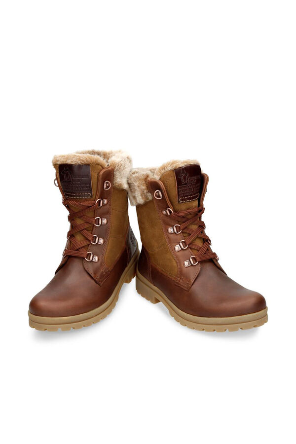 Cortefiel Leather boots with warm fur lining Brown