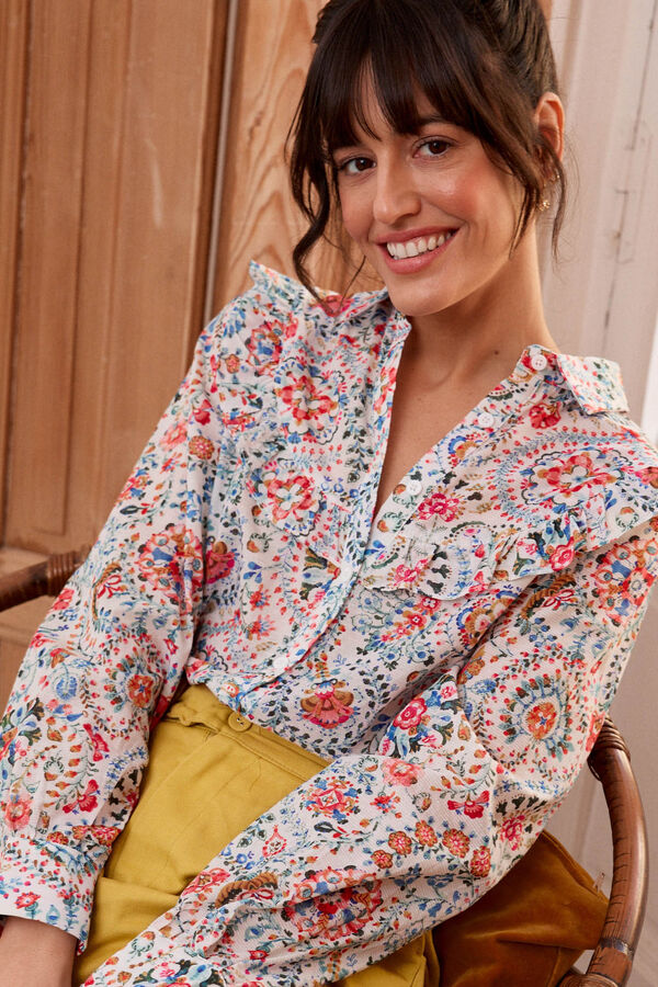 Cortefiel Volamia blouse with ruffle  Multicolour