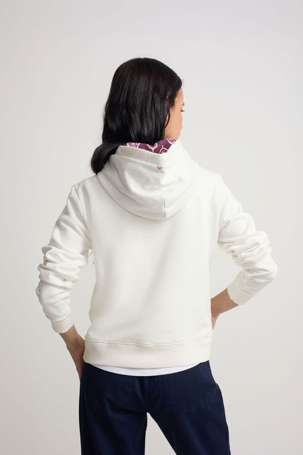 Silbon Sweatshirt feminina com capuz Ecru