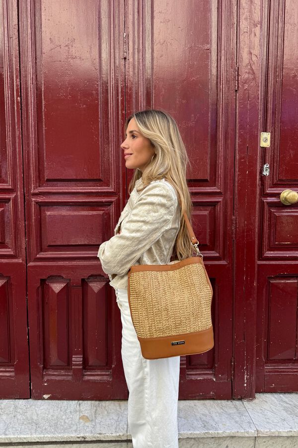 The Code Nature leather and raffia candy box  Brown