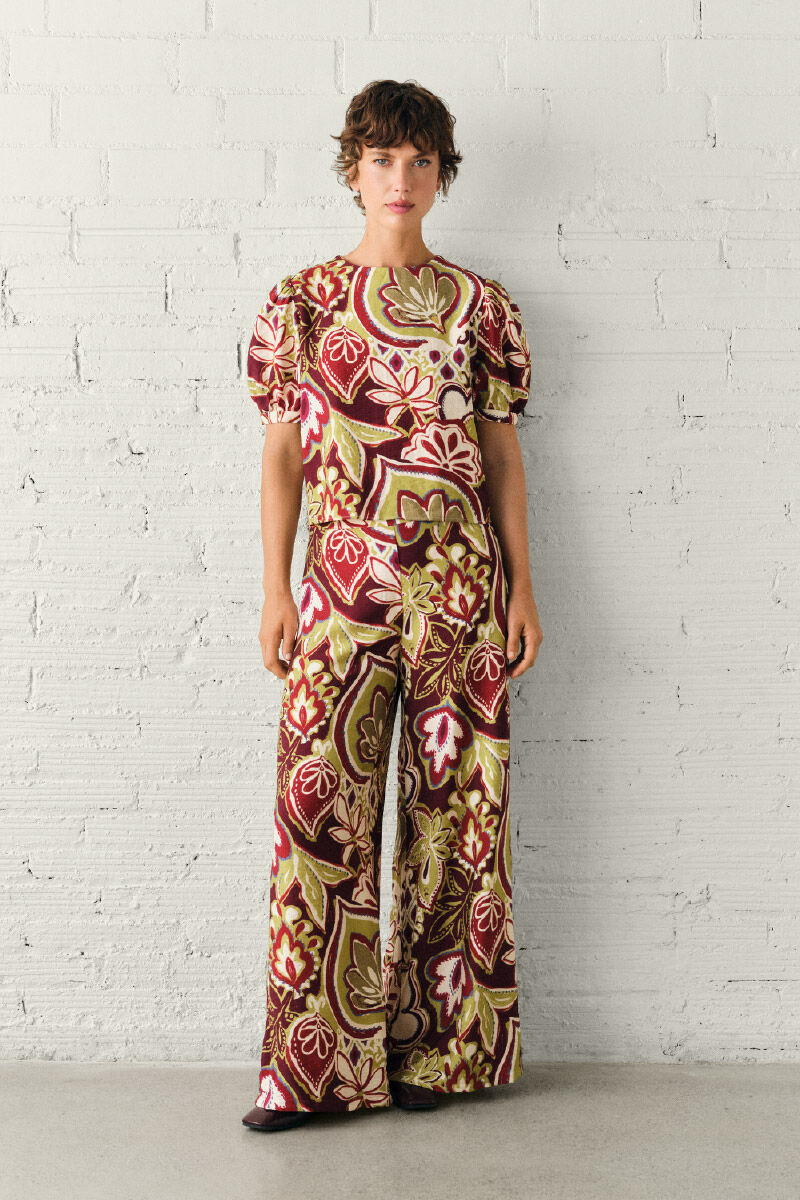 Cortefiel Pantal&oacute;n ancho estampado