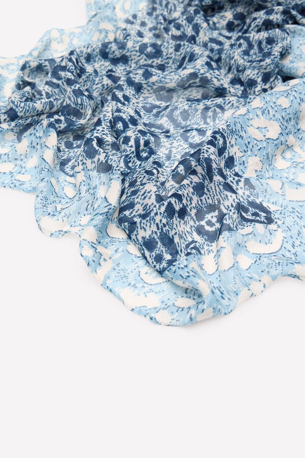 Cortefiel Pleated leopard scarf Printed white