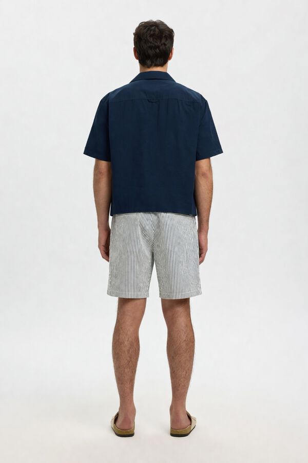 Selected Cal&ccedil;&otilde;es em tecido estruturado Azul