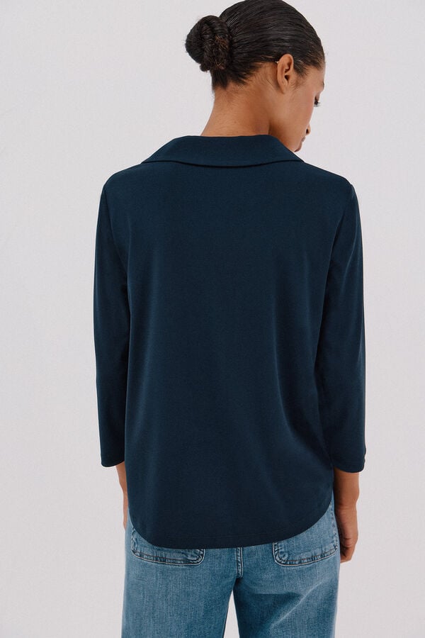 Cortefiel Camisa elástica com botões Azul