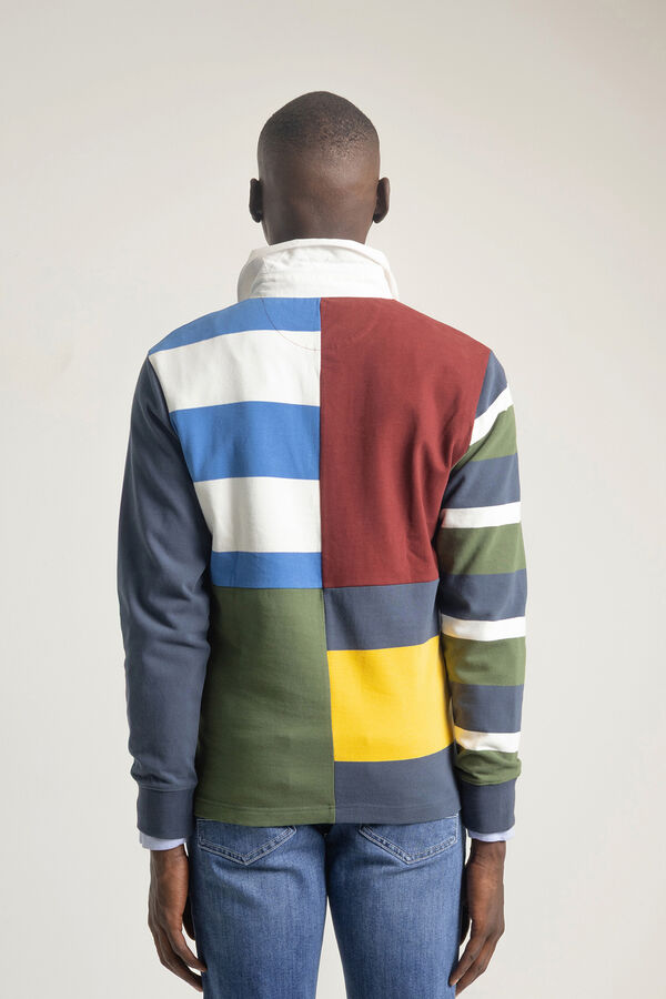 PuroEGO Camisa polo patchwork azul tinta Azul