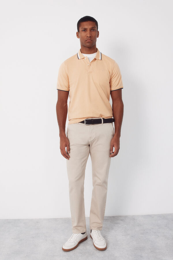 Cortefiel Fantasy neck structure polo shirt Nude