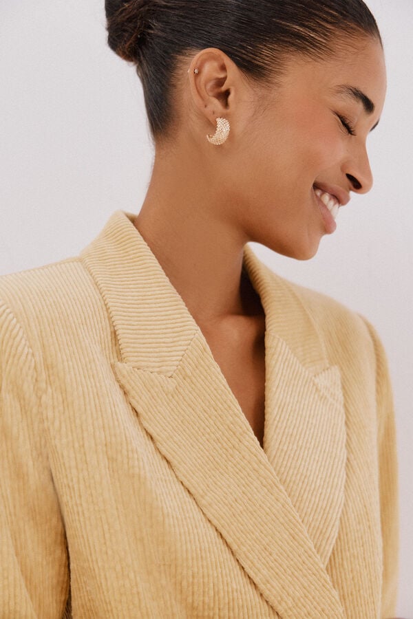 Cortefiel Blazer feminino de veludo Dourado